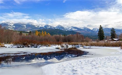 Snowy Flathead Lake And Mission Mountains In Montana Photograph By Amy