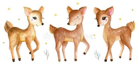 Cute Baby Deer Animal For Kindergarten Nursery Isolated Illustration