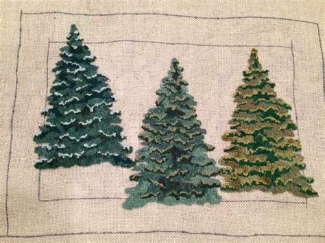 Punch Needle Trees Pine Rug Hooking Designs Punch Needle Patterns