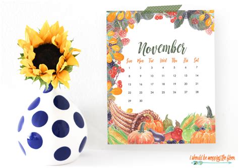 Free November Calendar Printable I Should Be Mopping The Floor