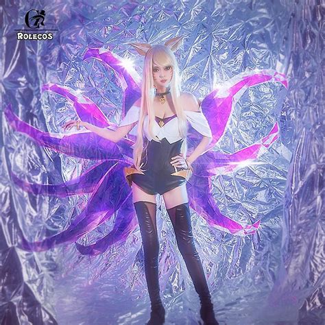 Rolecos Game Lol Cosplay Costumes Group Kda Ahri Lead Vocal Sexy Dress Costumes Group Kda Ahri