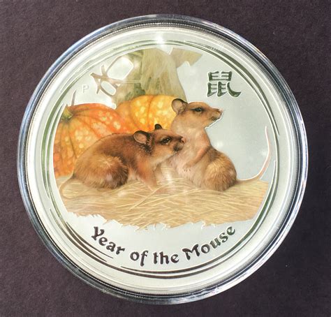 Fs 2008 Lunar Year Of The Mouse 10 Oz Silver Coin Colorized Perth