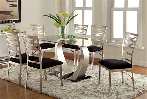 Rectangular Glass Dining Table Set Dining Chairs With Casters