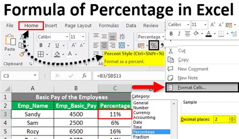 Formula Of Percentage In Excel Implementing Formula Of Percentage
