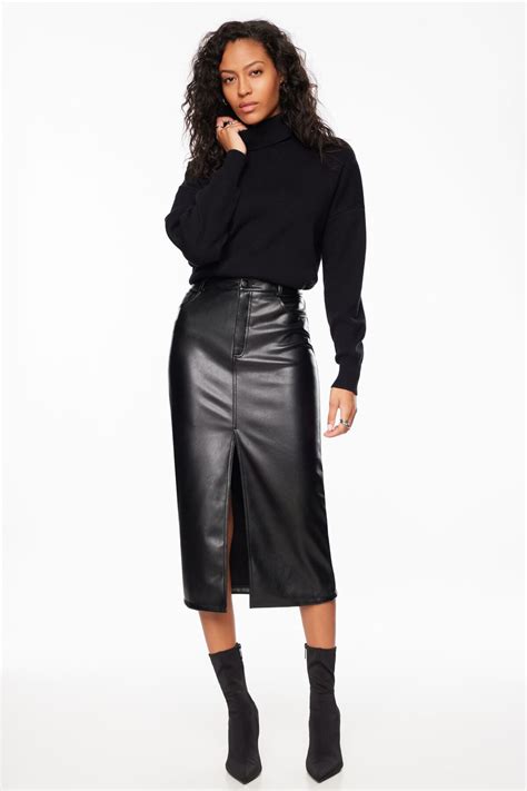 faux leather midi skirt dynamite