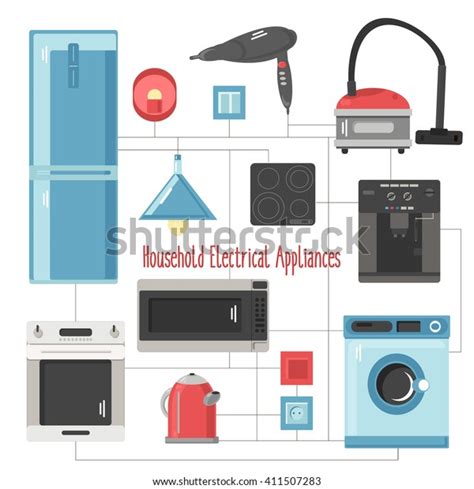 Set Household Electrical Appliances Vector Illustration Stock Vector