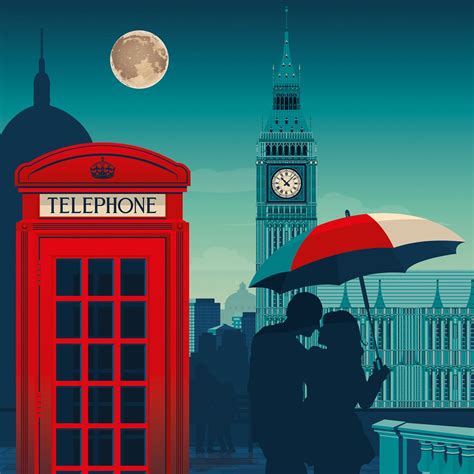 London Uk Retro Travel Poster Illustration By Francesco Di Beutierio