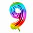 Buy Giant Rainbow Number 9 Foil Helium Balloon  DEFLATED For GBP 699