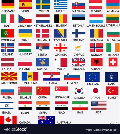 List of all flags of european countries with information. European flags Royalty Free Vector Image - VectorStock