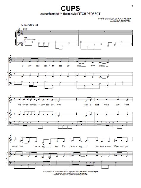 Cups When Im Gone Sheet Music Anna Kendrick Piano Vocal