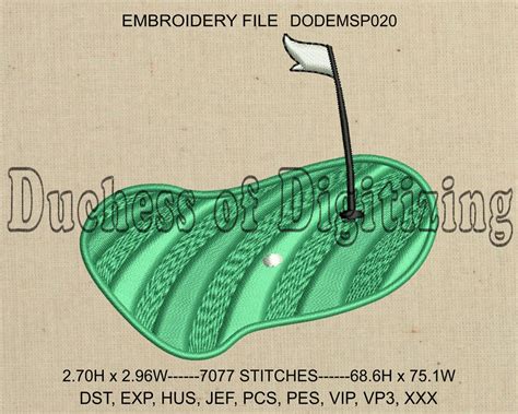 Golf Embroidery Design Golf Green Embroidery Design Golf Etsy
