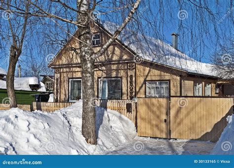 Wooden House And Snowdrifts Stock Image Image Of Outdoors Fence
