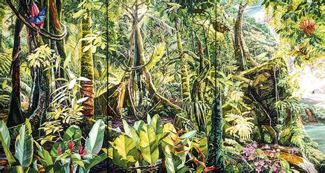 Rainforest Edge 72x132 Watercolor Mural By Artist David Mceown