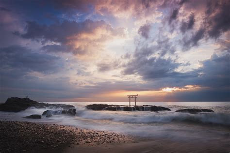 1153782 Japan Sunlight Sunset Sea Architecture Water Reflection