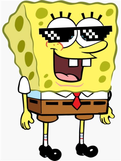 Spongebob Squarepants Wears Cool Sunglasses Sticker For Sale By