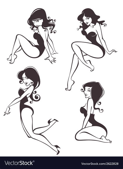 Pinup Girls Collection Royalty Free Vector Image