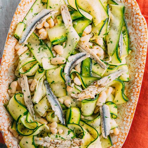 Zucchini Ribbon Salad With Cannellini Beans And Anchovies Recipe Eatingwell