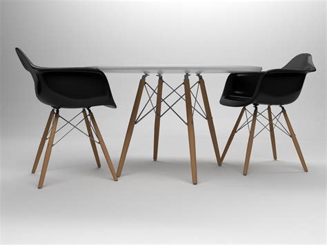 Eames Table And Chairs Set 3d Model Max Obj 3ds Fbx