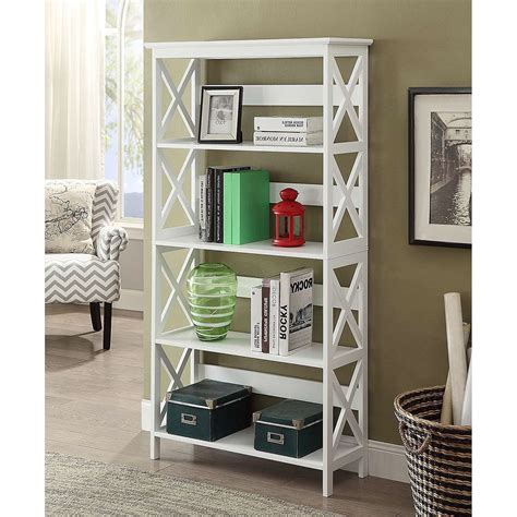 Glossy White 5 Shelf Bookcase