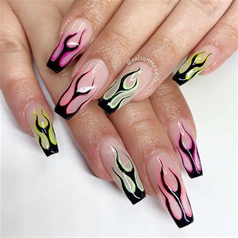 Cool Acrylic Flame Nails Designs The Newest Summer Manicure Trend
