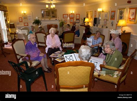 Group Of Elderly People In Communal Lounge Of Old Age Pensioners Home Alton Hampshire Uk