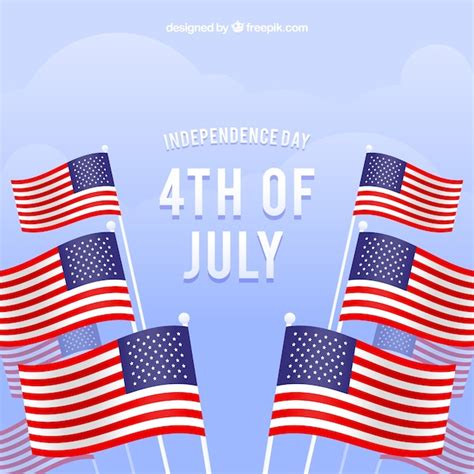 Free Vector Independence Day With American Flags