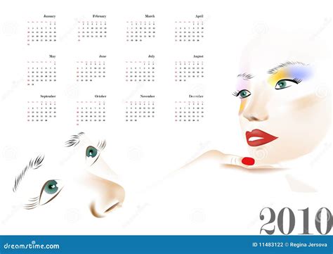 Calendar With A Beautiful Woman Stock Vector Illustration Of