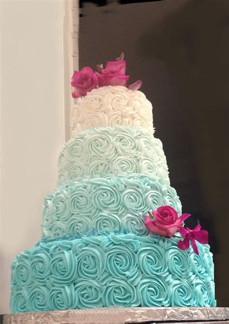 Rosettes Cover Four Tiers Fading Gradually From White To Teal Your