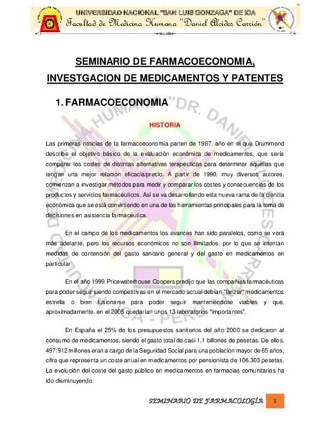 Doc Seminario De Farmacoeconomia Investgacion De Medicamentos Y