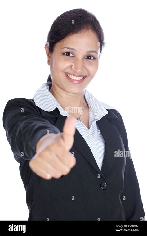 Happy Smiling Business Woman Showing Thumbs Up Stock Photo Alamy