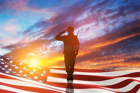 Usa Army Soldier Saluting With Nation Flag Greeting Card For Veterans