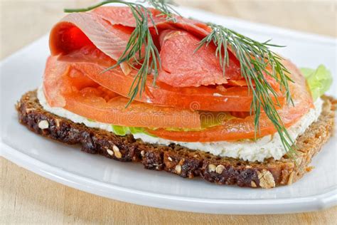 Open Faced Smoked Salmon Sandwich Stock Image Image Of Dill Fresh