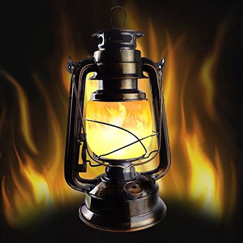 Led Flickering Flame Copper Vintage Lantern With Efficient Fire