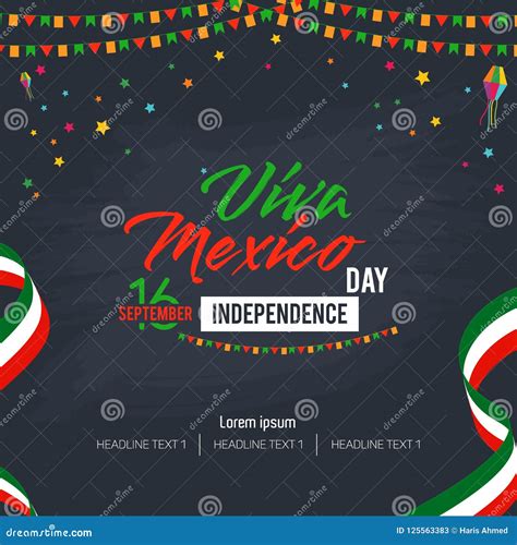 Viva Mexico Happy Independence Day Vector Background Stock Vector