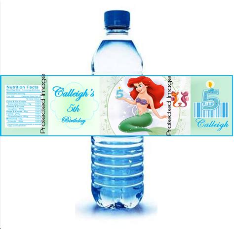 Bottled water is not included. Custom Water Bottle Labels - 30 - Waterproof - Little Mermaid Inspired - NOT DIY by t… | Custom ...