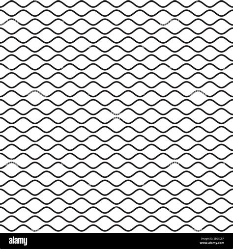 Black Wavy Line Seamless Pattern Waves Lines On White Background