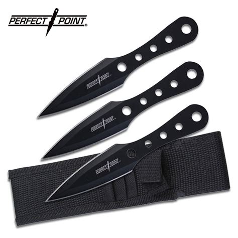 3pc Black Light Stainless Steel Throwing Knives Set 6 Overa