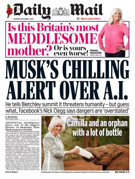 Daily Mail Front Page 2nd Of November 2023 Tomorrow S Papers Today