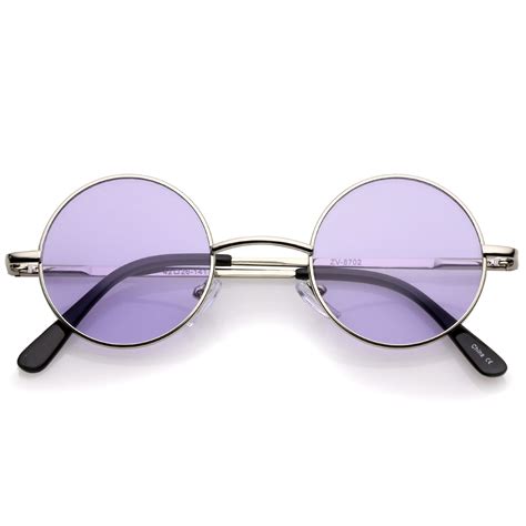 Sunglass La Sunglassla Small Retro Lennon Inspired Style Colored Lens Round Metal Sunglasses