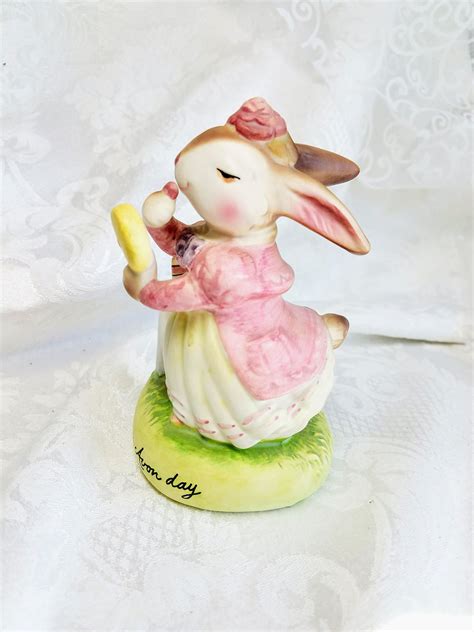 Vintage Precious Moments Ready For An Avon Day Bunny Figurine Etsy