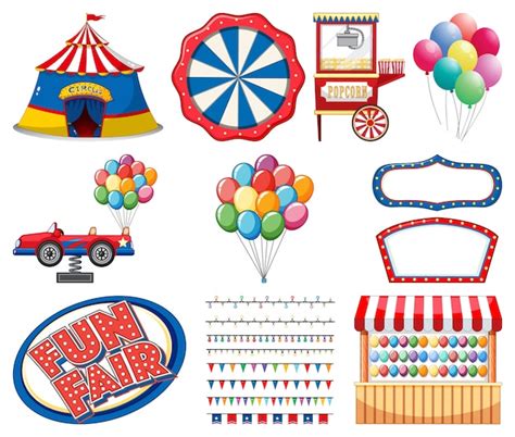 Free Vector Set Of Circus Items On White Background