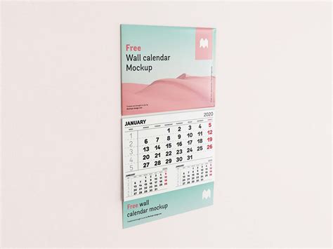 Free Single Panel Wall Calendar Mockup Psd