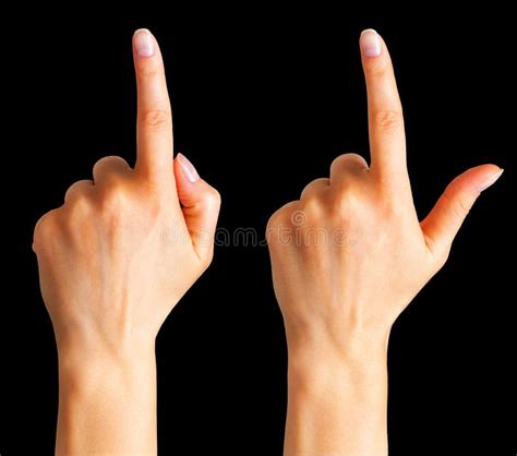 Set Of Woman Hands With The Index Finger Pointing Up Stock Image