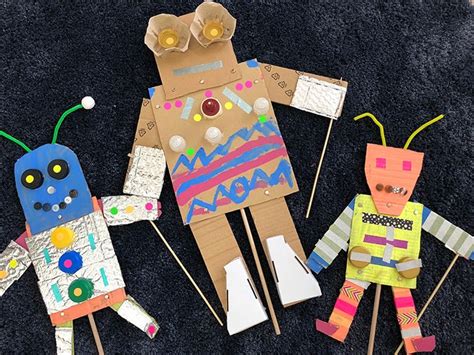 Make Cardboard Robot Puppets That Move Cardboard Robot Cardboard