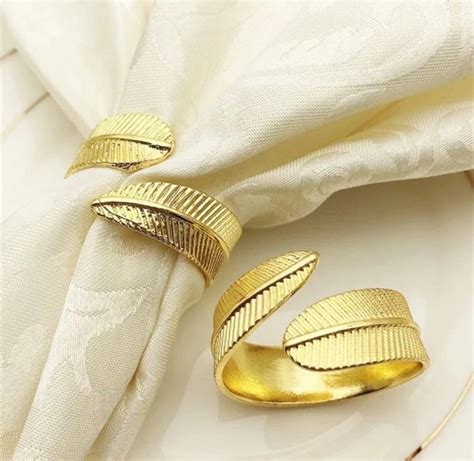 Pack Of 6 Luxury Gold Napkin Rings Wedding Table Home Dining Etsy Uk