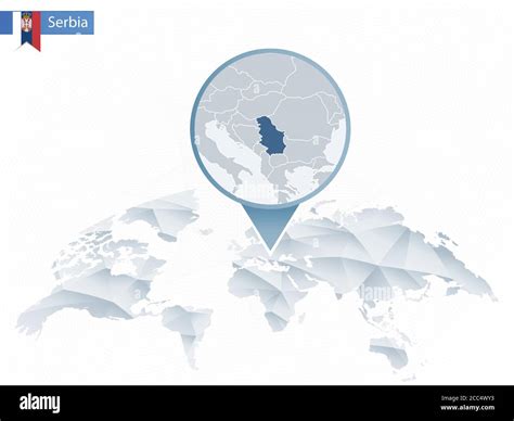 Abstract Rounded World Map With Pinned Detailed Serbia Map Map And