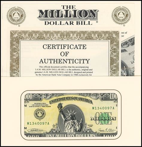 what does a real one million dollar bill look like