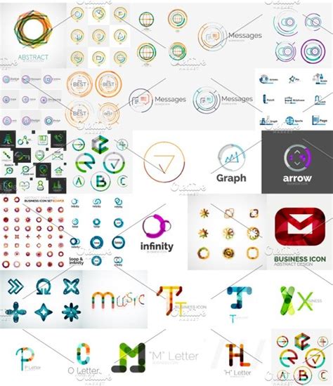 Huge Set Of Line Company Logos Graphics Creative Market