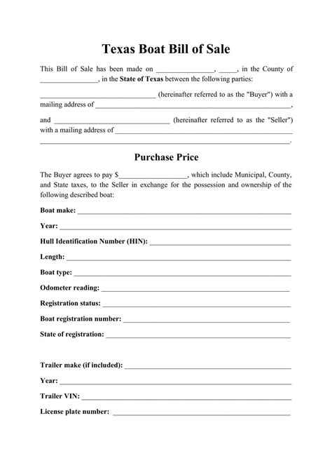 Free Fillable Texas Boat Bill Of Sale Form ⇒ Pdf Templates