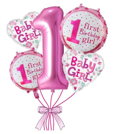 Buy Rtb Enterprises 5pcs 1st Birthday Balloons Baby Girl Pink Balloon